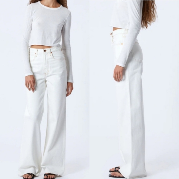 NWT SLVRLAKE Eva Jeans Super Wide Leg High Waisted White 27 - Picture 3 of 11